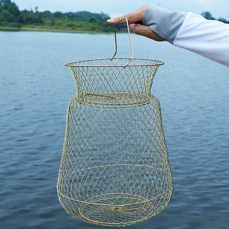 Foldable Portable Steel Wire Fishing Pot Trap Net Crab Crawdad Cage Fish Basket